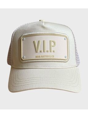 NWT John Hatter & Co VIP Trucker Hat Cap Ivory/Cream Adjustable Unisex Streetwea